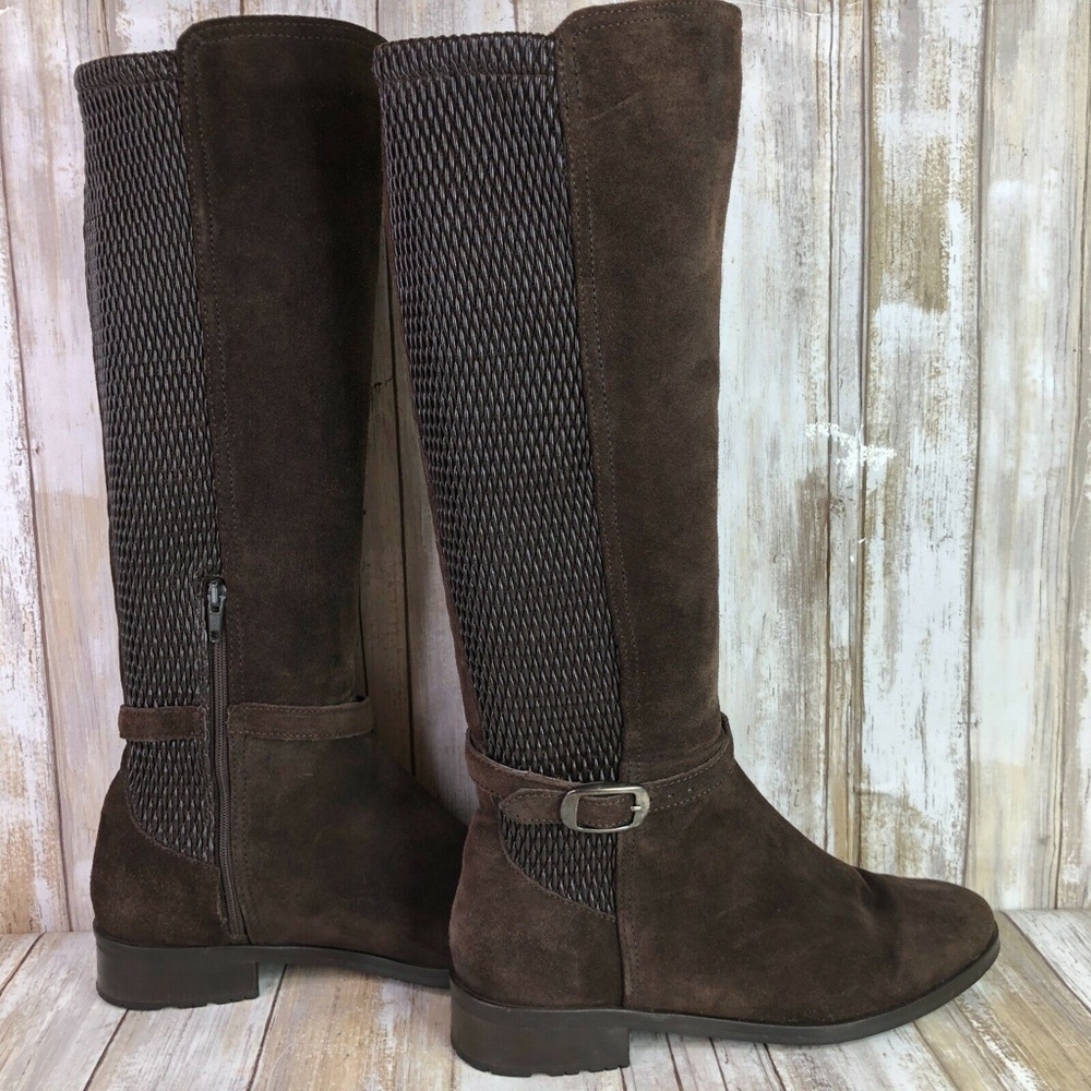 Designer Brown Suede Fabianelli Tall Knee Riding Boots Womens 6.5-7 Winter Shoes